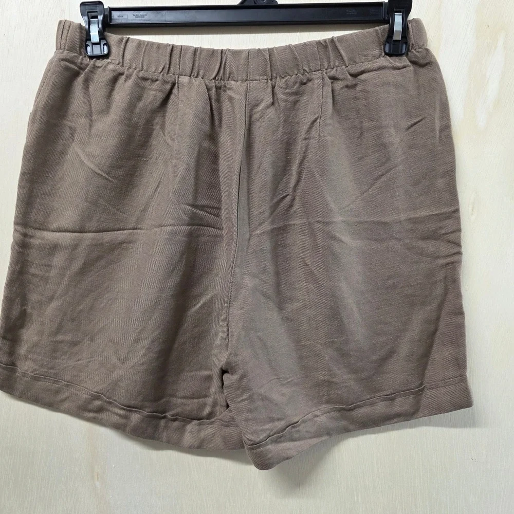 J. Jill Beechnut Brown Linen Rayon Blend Elastic Waist Patch Pocket Shorts S NEW